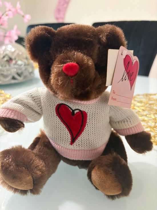 Dan Dee Other - Plush Brown Teddy Bear with Red Heart Sweater - Love Tag